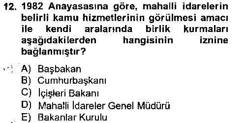 YYT202U Yerel Yönetimler çıkmış sınav sorusu 3