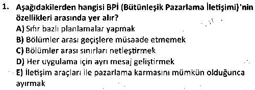 ETP2004 Pazarlama Yönetimi çıkmış sınav sorusu 1