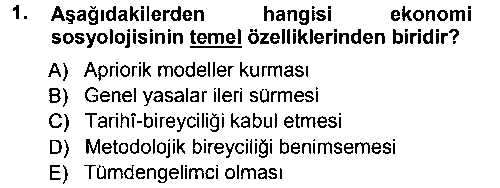 SOS303U Ekonomi Sosyolojisi çıkmış sınav sorusu 1