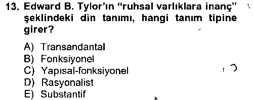 Din Sosyolojisi çıkmış sınav sorusu 3