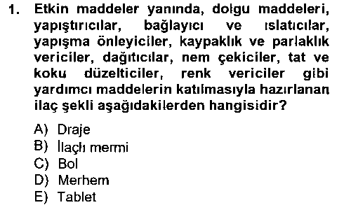 LBV202U Temel Veteriner Farmakoloji ve Toksikoloji çıkmış sınav sorusu 1