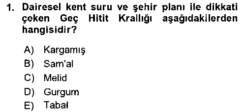 GIT102U Anadolu Kültür Tarihi çıkmış sınav sorusu 1