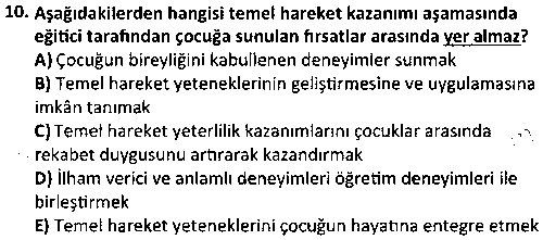 RKR1007 Temel Hareket Eğitimi çıkmış sınav sorusu 2