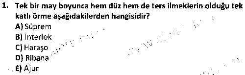 TMT1005 Tekstil Malzeme Bilgisi çıkmış sınav sorusu 1