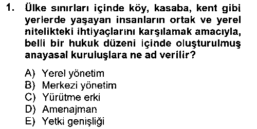 YYT202U Yerel Yönetimler çıkmış sınav sorusu 1