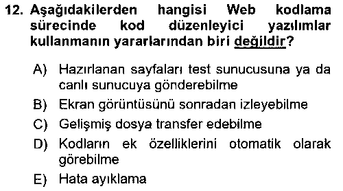 YBS405U İnternet Ve Web Programlama çıkmış sınav sorusu 3