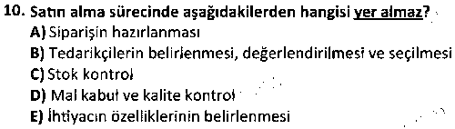 ETP2006 Tedarik Zinciri Yönetimi çıkmış sınav sorusu 2