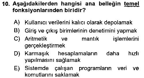 YBS201U Bilgisayar Ve Programlamaya Giriş çıkmış sınav sorusu 2