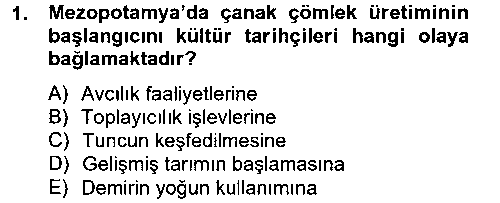 TAR102U Eski Mezopotamya ve Mısır Tarihi çıkmış sınav sorusu 1