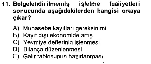 MUH102U Ön Muhasebe Yazılımları Ve Kullanımı çıkmış sınav sorusu 1