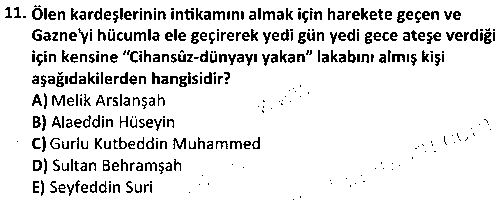 TAR1008 İlk Müslüman Türk Devletleri çıkmış sınav sorusu 3