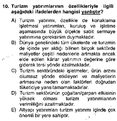 IKT208U Turizm Ekonomisi çıkmış sınav sorusu 2