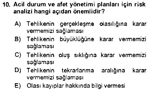 ADY201U Acil Durum Ve Afet Yönetimi Planları çıkmış sınav sorusu 2