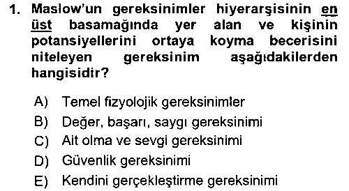 EBR105U İnsan ve Davranış çıkmış sınav sorusu 1