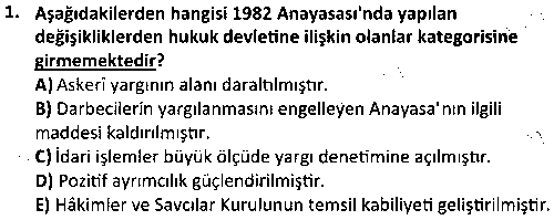 HIT1002 Anayasa Hukuku çıkmış sınav sorusu 1