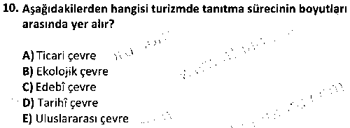 TOI2009 Turizm ve Tanıtım çıkmış sınav sorusu 2