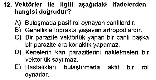 LBV102U Temel Veteriner Parazitoloji çıkmış sınav sorusu 2