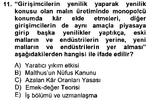 IKT410U İktisadi Büyüme çıkmış sınav sorusu 3
