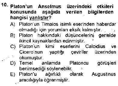 FEL205U Ortaçağ Felsefesi 1 çıkmış sınav sorusu 2