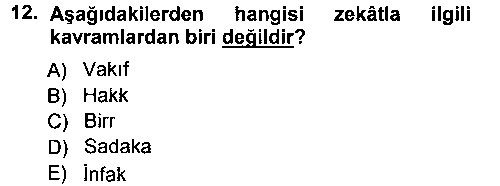 İslam İbadet Esasları çıkmış sınav sorusu 2